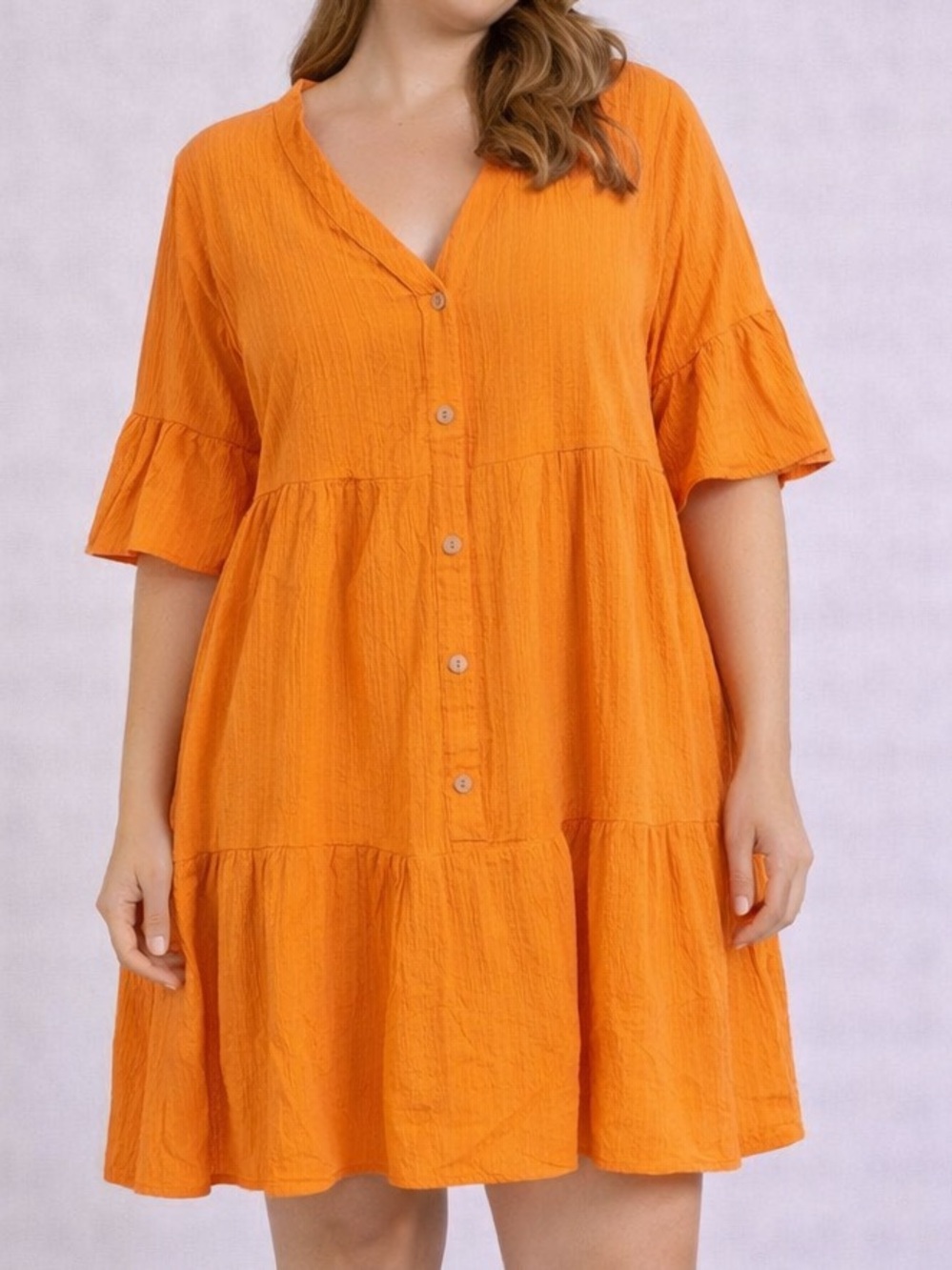 Women’s Plus Size Button Down Tiered Tunic Dress - Size 4X